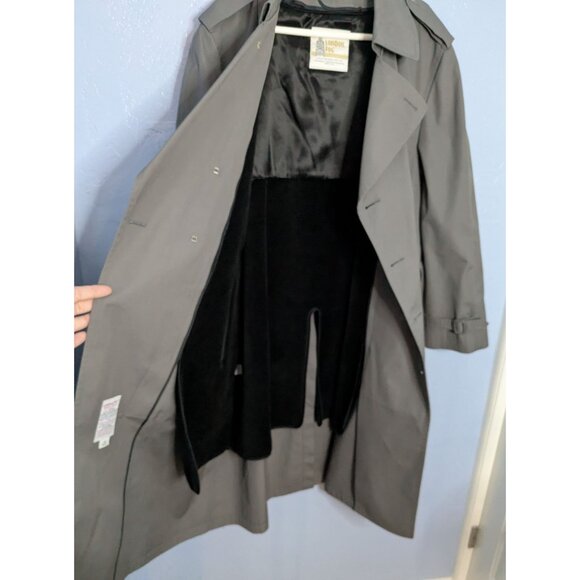 London Fog Men's Grey Trench Coat 46 Reg Lined double breasted - Picture 4 of 16